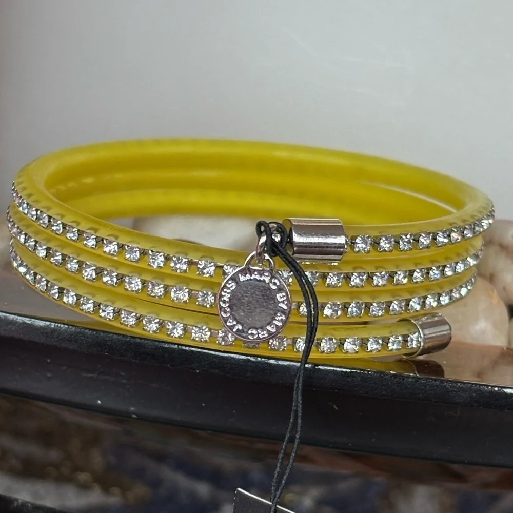 Brand New Marc by Marc Jacobs Slinky Safety Yellow Zirconia Bling Wrap Bracelet
